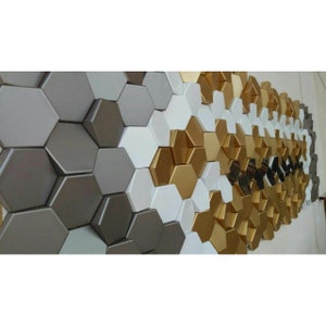 Mosaic hexagon wall decor, Easy installation 3D Hexagon polymer wall panel kit, 3D wall panelling system for Wall Decor 10.76 ft2 (1m2) )
