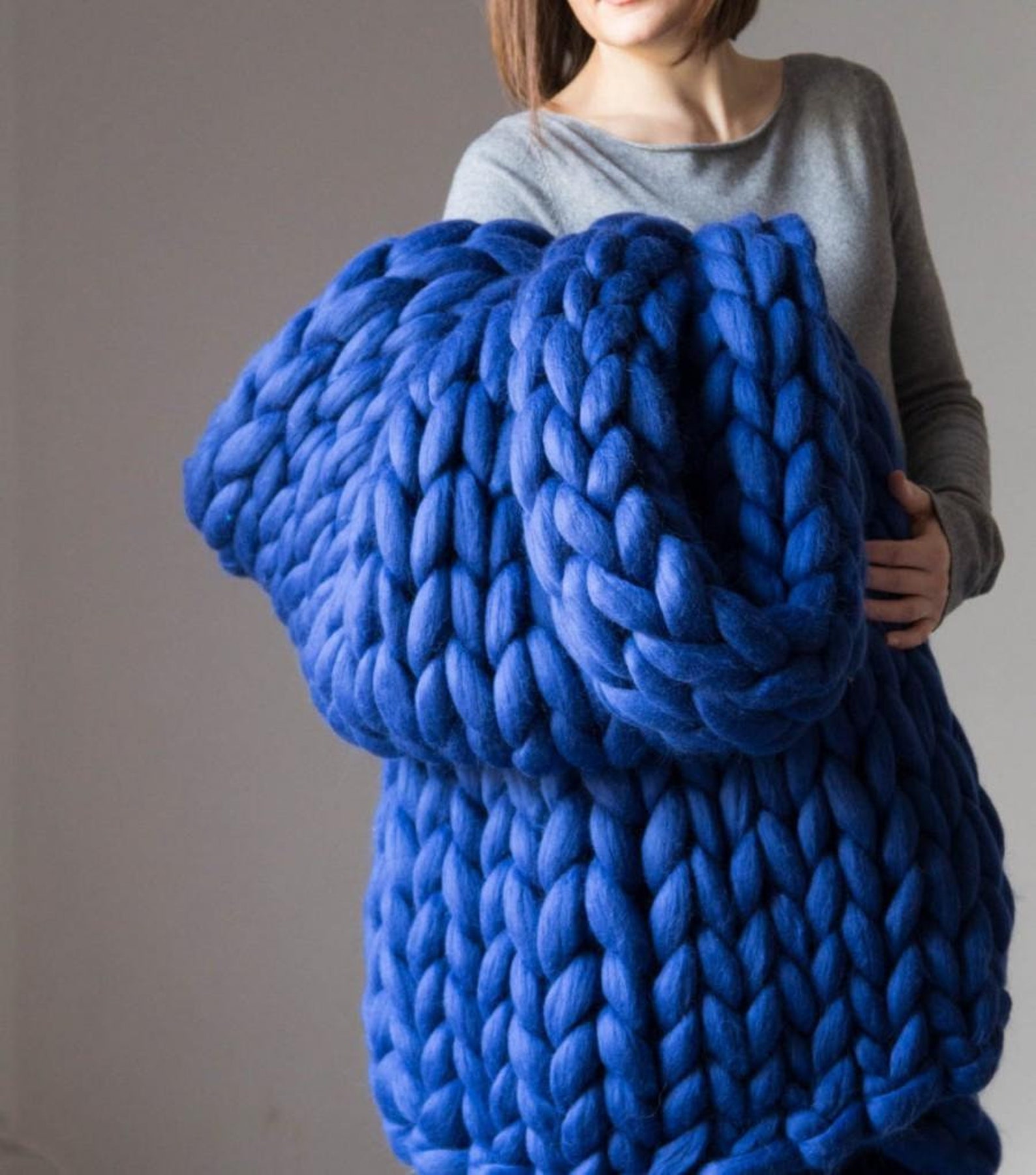 Navy blue throw blanket chunky knit throw blanket chunky Etsy