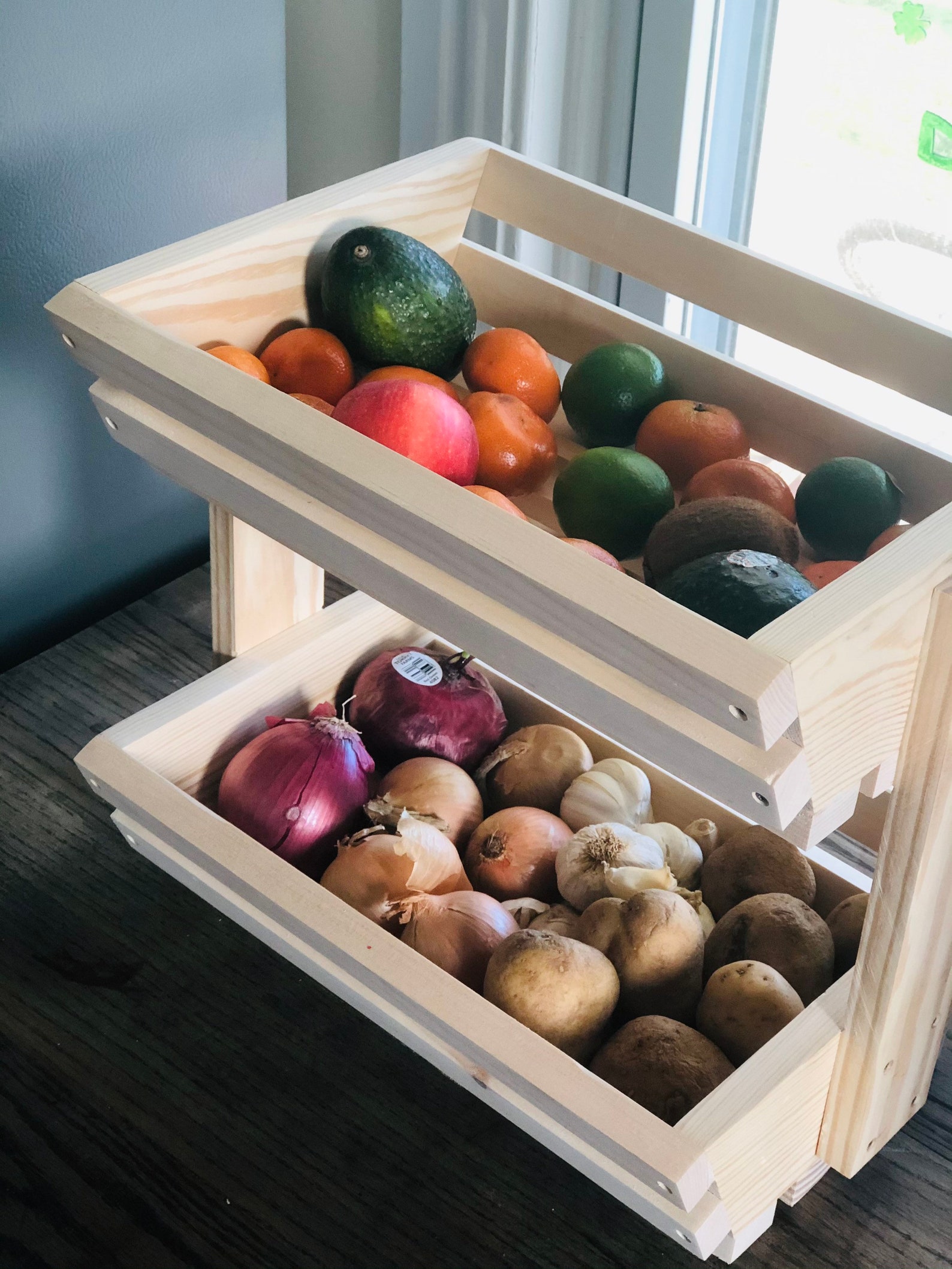 Wooden Fruit Basket/ Fruit bowl/counter top decor/Produce Etsy