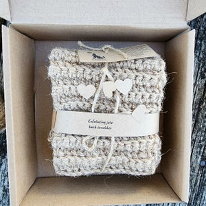 Exfoliating back scrubber crocheted from natural jute zero waste bath accessory jute product in your bathroom image 6