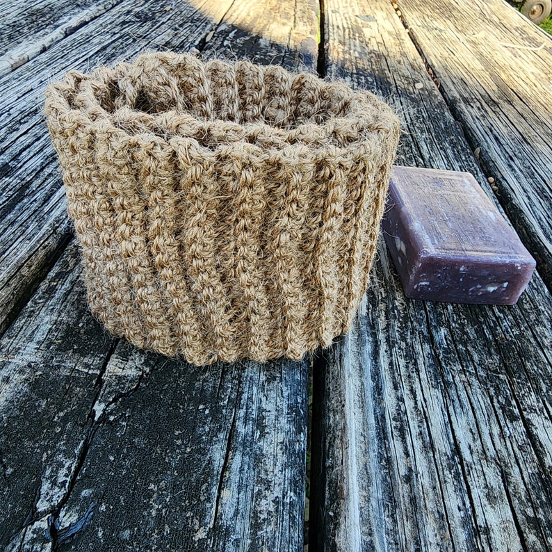 Exfoliating back scrubber crocheted from natural jute zero waste bath accessory jute product in your bathroom image 3