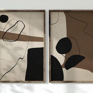 Conjunto de 2 impresiones de arte abstracto: Japandi Wabi-Sabi (descarga digital)