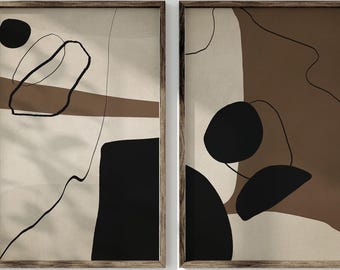 Abstract Art Set of 2: Japandi Wabi-Sabi Prints (Digital Download)