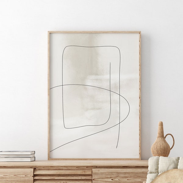 Beige Abstract Wall Art, Minimalist Neutral Poster, Nordic Printable, Modern Simple Art, Abstract Brush Stroke Art, Modern Line Drawing