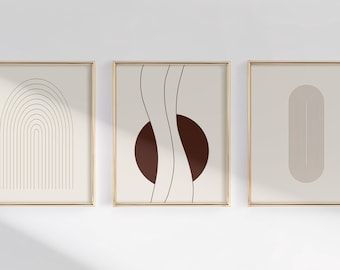 Neutrale Abstrakte Kunstdrucke: Minimalistisches Galerie-Wandset (Digitaler Download)