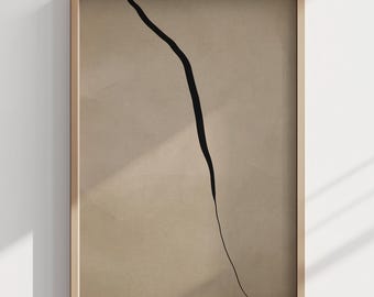 Beige Abstract Line Art Print: Minimalist Home Decor (Digital Download)
