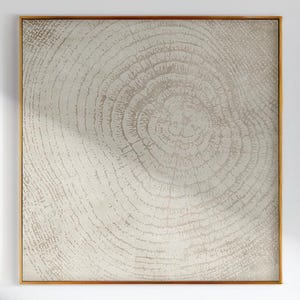 Nordic Tree Ring Print: Beige Wood Stump, Square Wall Art (Digital Download)