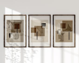 Wabi Sabi Paper Collage Art Prints: Japandi Minimalist Set (Digital Download)