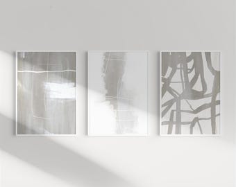 Greige Abstract Art Prints Set: Beige Gray Nordic Decor (Digital Download)
