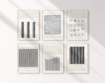 Neutral Abstract Art Prints: Japandi Wabi Sabi Decor (Set of 6) (Digital Download)