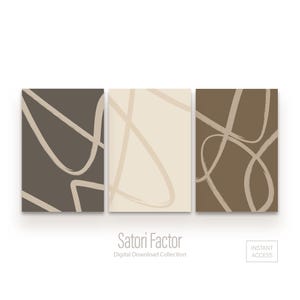 Neutral Abstract Line Art Prints: Beige Minimalist Decor (Digital Download)
