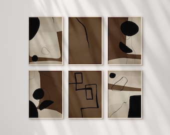 Beige Abstract Art Print Set: Japandi Wabi Sabi Gallery Wall (Digital Download)
