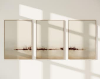 Beige Abstract Landscape Print Set: Minimalist Nordic Wall Art (Digital Download)