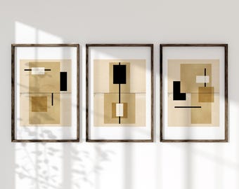 Stampe artistiche Wabi Sabi: set di 3 stampe geometriche Japandi (download digitale)