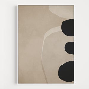 Abstract Beige Black Organic Shapes Art Print (Digital Download) image 3