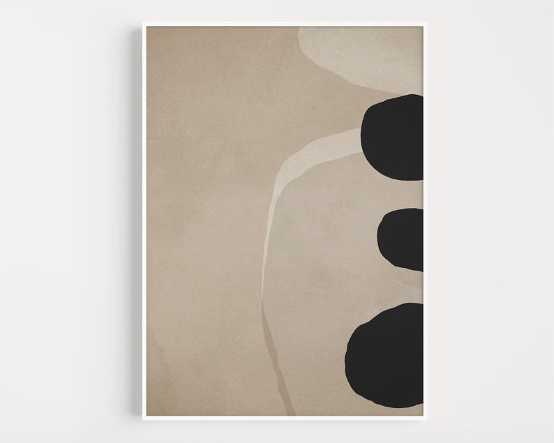 Abstract Beige Black Organic Shapes Art Print (Digital Download) image 3