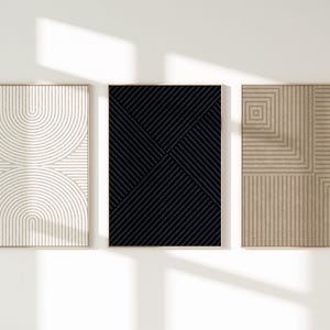 Conjunto de impressão de arte abstrata: decoração moderna bege para casa (download digital)