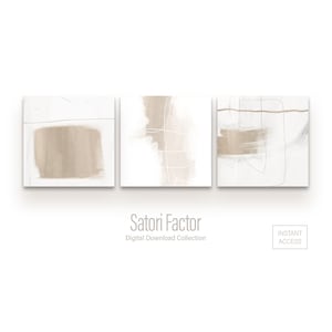 Minimalist Beige Abstract Line Art Prints: Set of 3 (Digital Download)