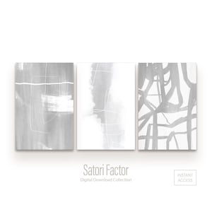 Grau und weiße Wand Kunst 3er-Set, minimalistische neutrale Wandkunst, graue abstrakte Druckkunst, nordische Wanddekoration, sofortiger Download abstrakter Druck