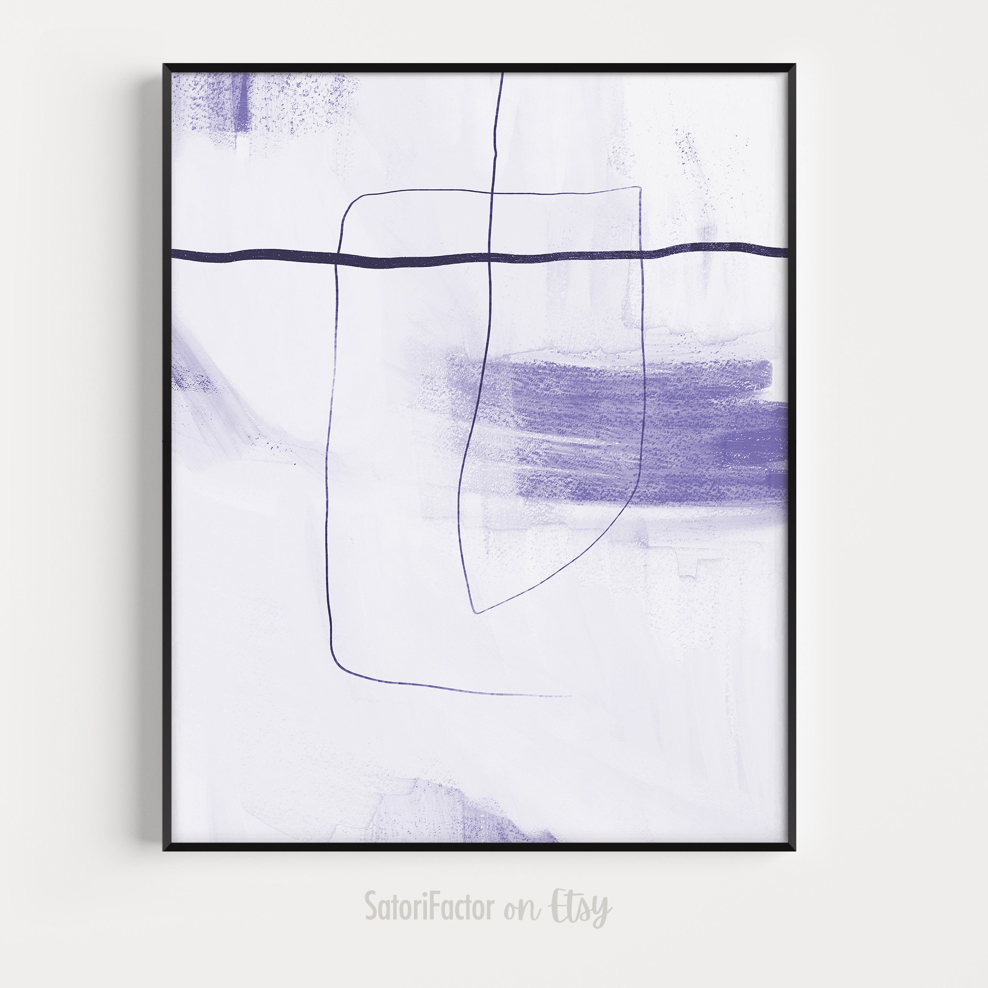 Purple Abstract Art Prints Set: Modern Brush Stroke Decor (digital ...
