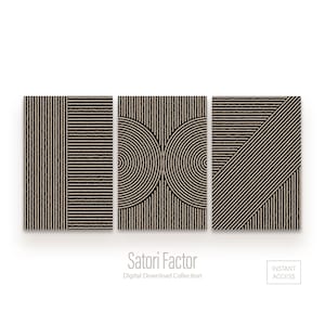 Neutral Abstract Line Art Prints: Modern Minimalist Set of 3 (Digital Download)