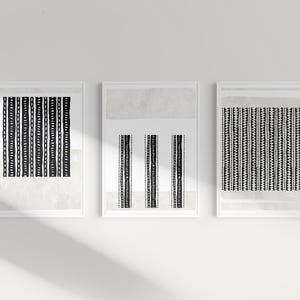 Minimalistische Japandi-kunstprints: neutraal abstracte set van 3 (digitale download)
