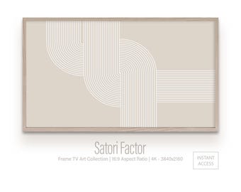 Arte para TV Samsung con marco moderno de mediados de siglo: Líneas geométricas beige (Descarga digital)
