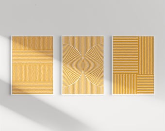 Orange Line Art Print Set: Modern Abstract Wall Decor (Digital Download)