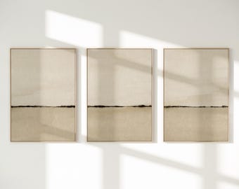 Beige Abstract Landscape Art Set: Minimalist Wall Prints (Digital Download)