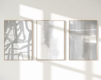 Gray Abstract Wall Art Set: Minimalist Nordic Decor (Digital Download)