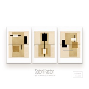 Wabi Sabi Abstract, Japandi Wall Art Printable, Wabi Sabi Art Set of 3, Geometric Abstract Art, Neutral Art Prints, Scandinavian Wall Art