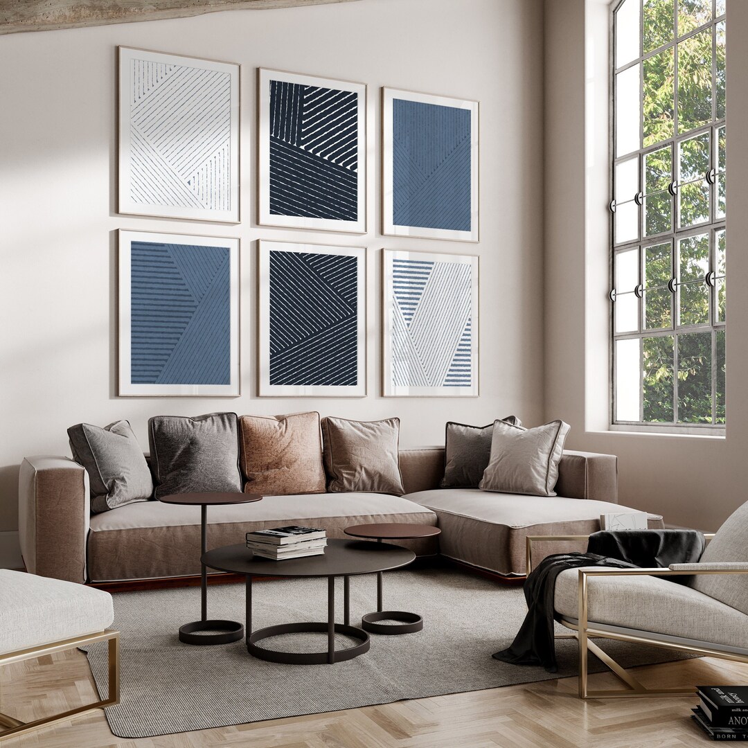 Blue Abstract Printable Art, Modern Simple Minimal Gallery Wall Art