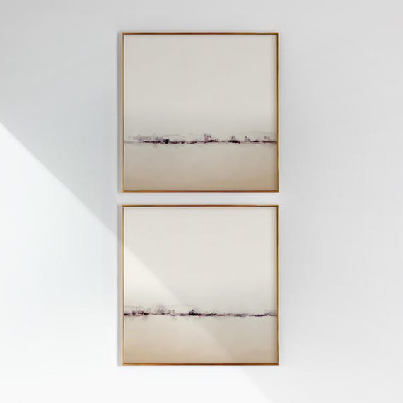 Minimalist Landscape Painting Set: Beige Abstract Art (Digital Download)