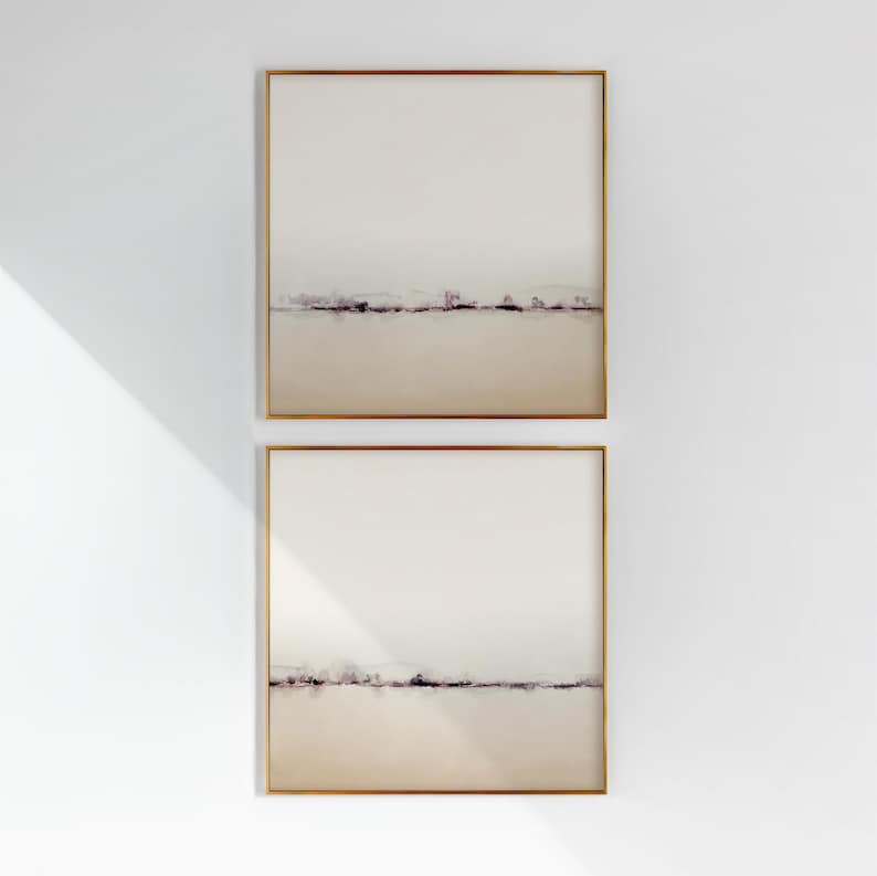Minimalist Landscape Painting Set: Beige Abstract Art (Digital Download) image 1