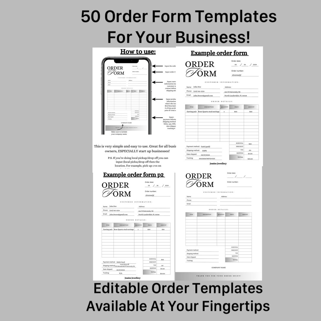 Digital Order Forms 50 Pages Canva, Editable Order Form Templates ...