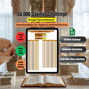 Stack My Cash 6k Savings Challenge Savings Tracker Spreadsheet 65 Week Money Challenge Google Sheets Excel Spreadsheet