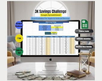 3,000 Weekly Savings Challenge| 52 Week Money Goal Tracker| Emergency Fund Planner| Low Income Savings| Sinking Funds| Google Sheets