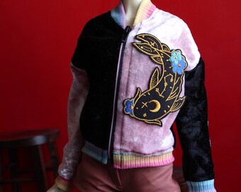 1/3 SD BJD Black and Pink Velvet Bomber Jacket