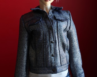 SD 1/3 Silber holographische BJD Jeansjacke