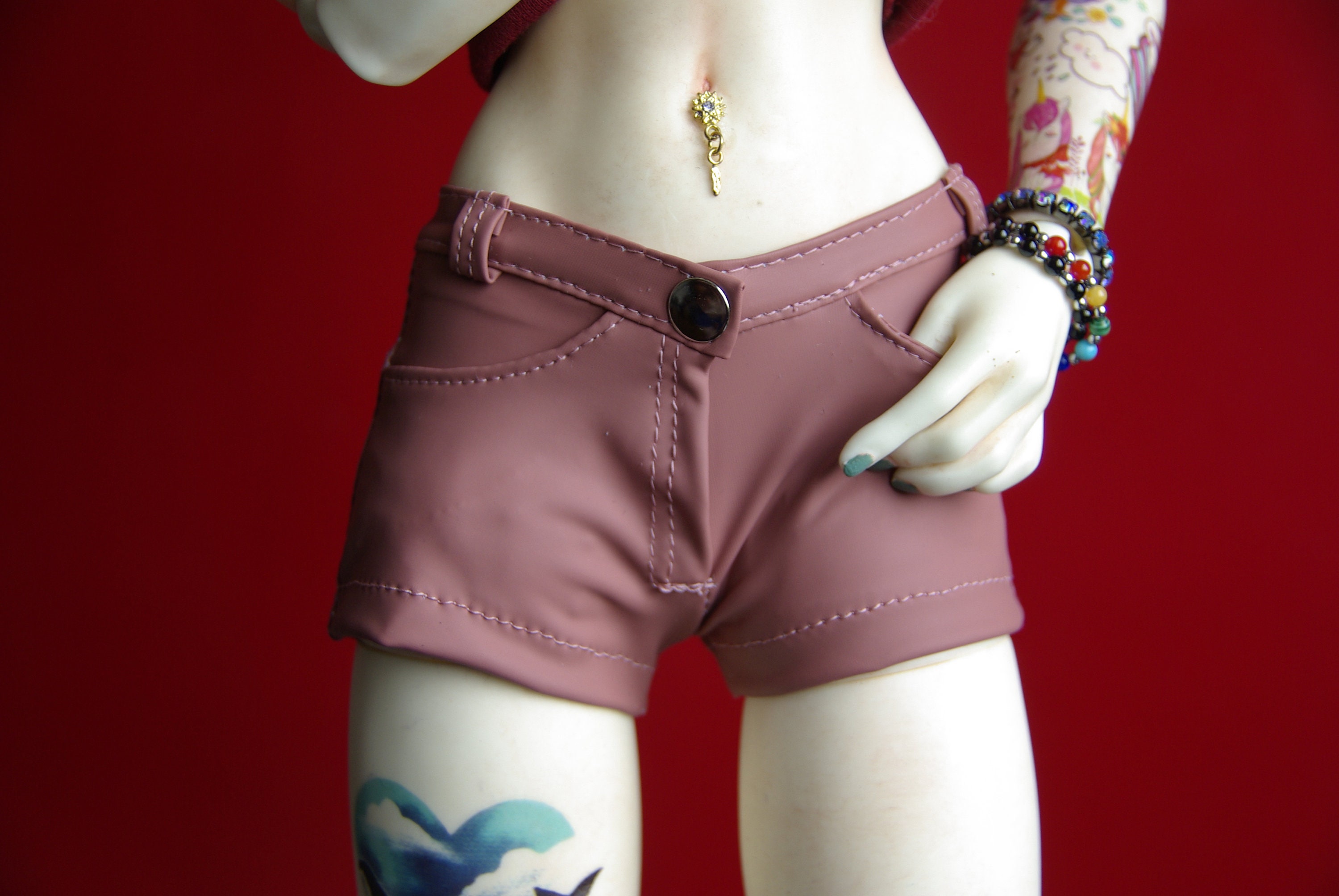 1/3 SD Bubblegum Pink Pleather Shorts 