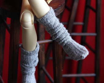 Chaussettes en tricot de laine grises Minifee MSD 1/4