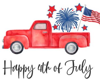 happy 4th of july svg, red truck svg, red truck png, happy 4th of july png, 4th of July svg, 4th of july png,  flag svg, flag png