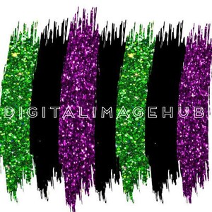 May include: Abstract design with green and purple glitter brushstrokes, separated by black vertical lines, against a white background. The text "DIGITALIMAGEHUB" is centered within the design.