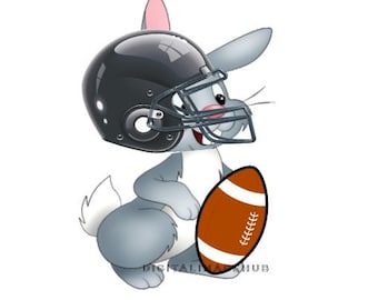 bunny with football helmet Easter Touchdown PNG (silver Helmet) , Football Easter PNG, Easter PNG