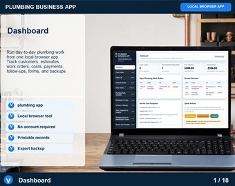 App voor loodgietersbedrijven, lokale zoekmachine, offertes, werkorders (digitale download)