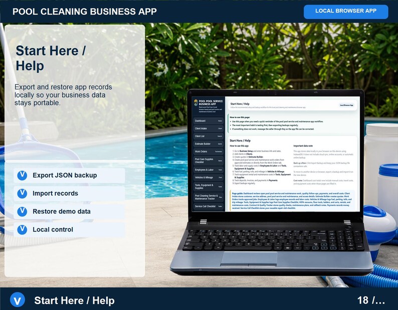 Aplicación para empresas de limpieza de piscinas, registro de servicios, planificador de rutas (descarga digital) imagen 18