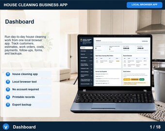 App voor schoonmaakbedrijven, offertegenerator, klantenregistratie, schoonmaakplanning, voorraadbeheer, digitale download