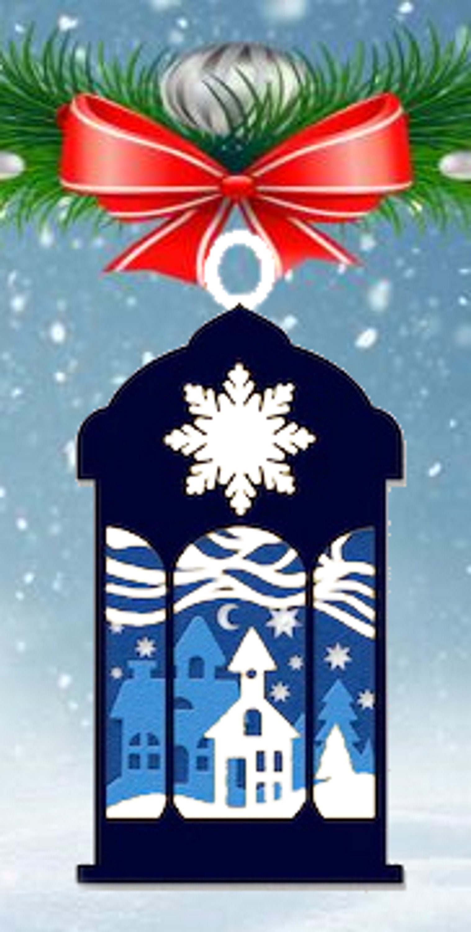 Layered Christmas Ornaments With White and Blue Accents in a Charcoal Blue Lamp Etsy