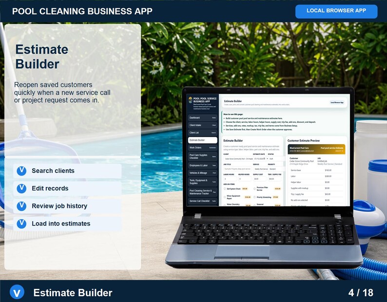 Aplicación para empresas de limpieza de piscinas, registro de servicios, planificador de rutas (descarga digital) imagen 4