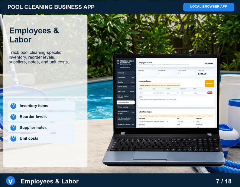 Aplicación para empresas de limpieza de piscinas, registro de servicios, planificador de rutas (descarga digital) imagen 7